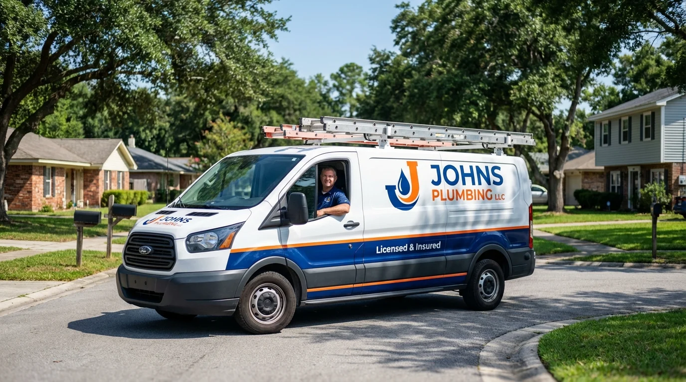 Johns Plumbing LLC service van in Folkston, GA